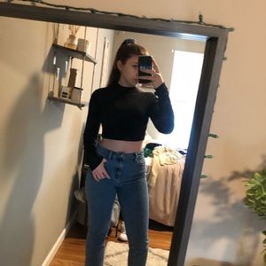 Black Mock neck crop top